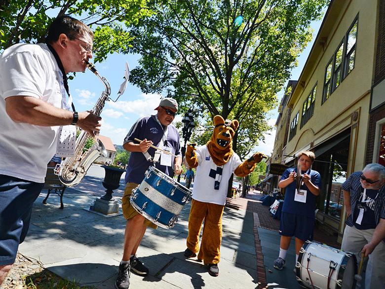 PSU Alumni Blue Band playing in downtown bethlehem for an alumni event